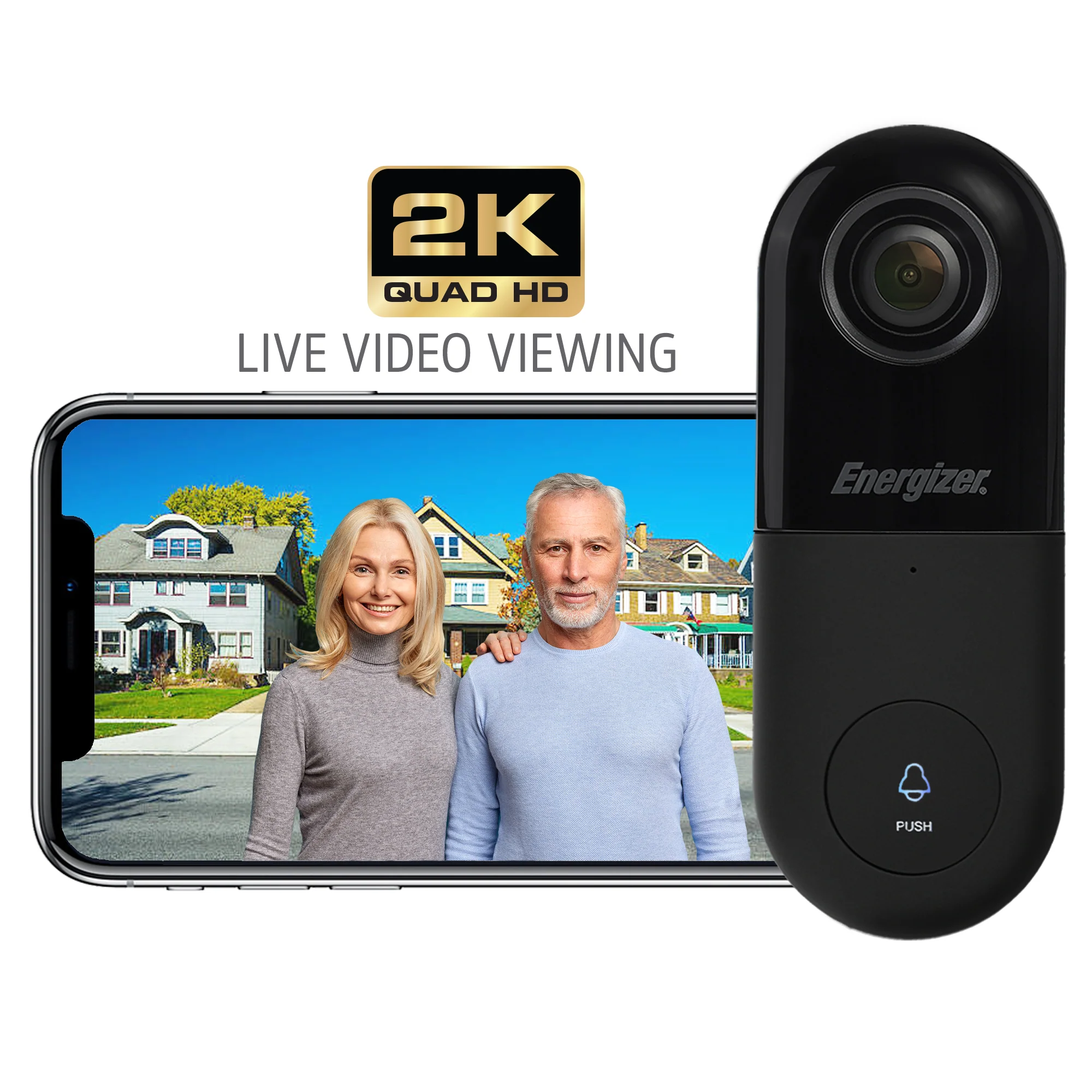 Energizer Connect Smart 5GHz Wi-Fi 2K QHD Wired Video Doorbell with Wireless Chime in Black - Image 4