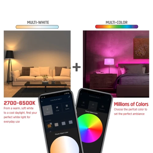 Smart Wi-Fi White + Multi-Color LED Light Bulb - Image 5