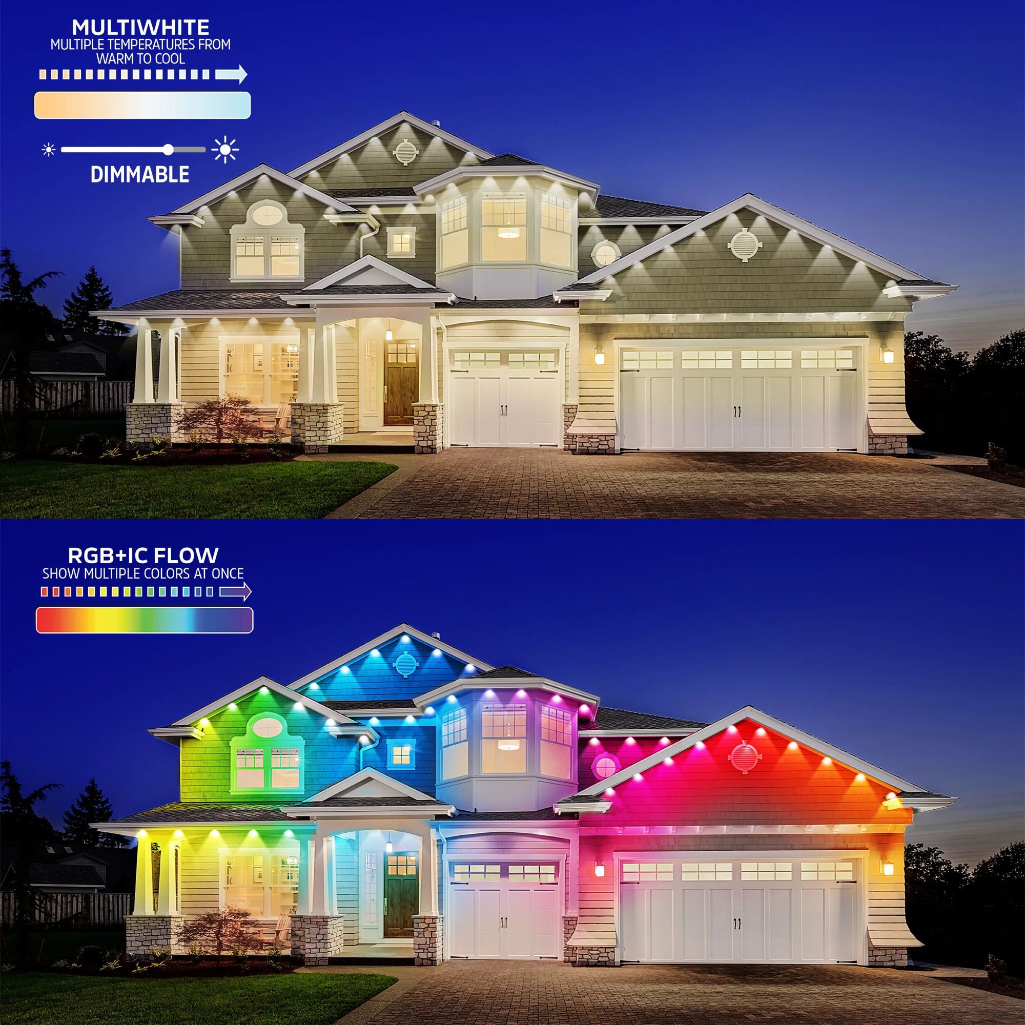 Smart 100 Ft. Outdoor Multicolor Permanent Eaves String Lights - Image 3