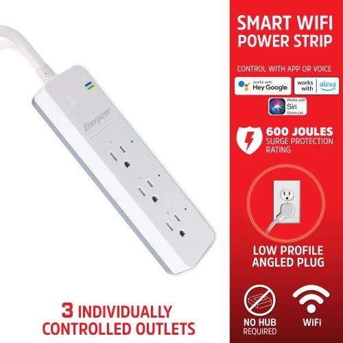 Smart 3 Outlet Surge Protector Power Strip - Image 3