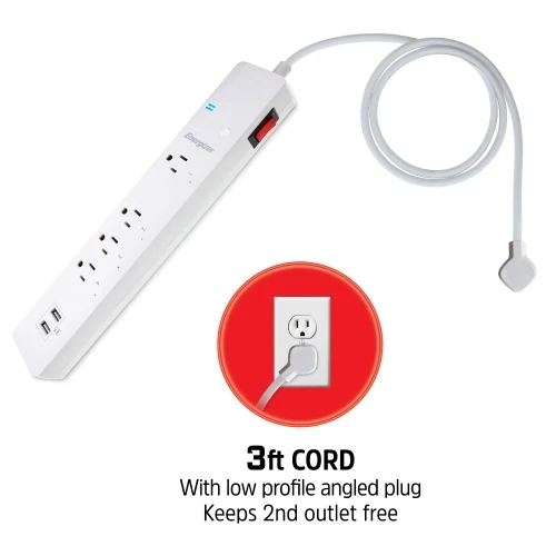 Smart 4 Outlet Surge Protector Power Strip with 2 USB-A Ports - Image 5