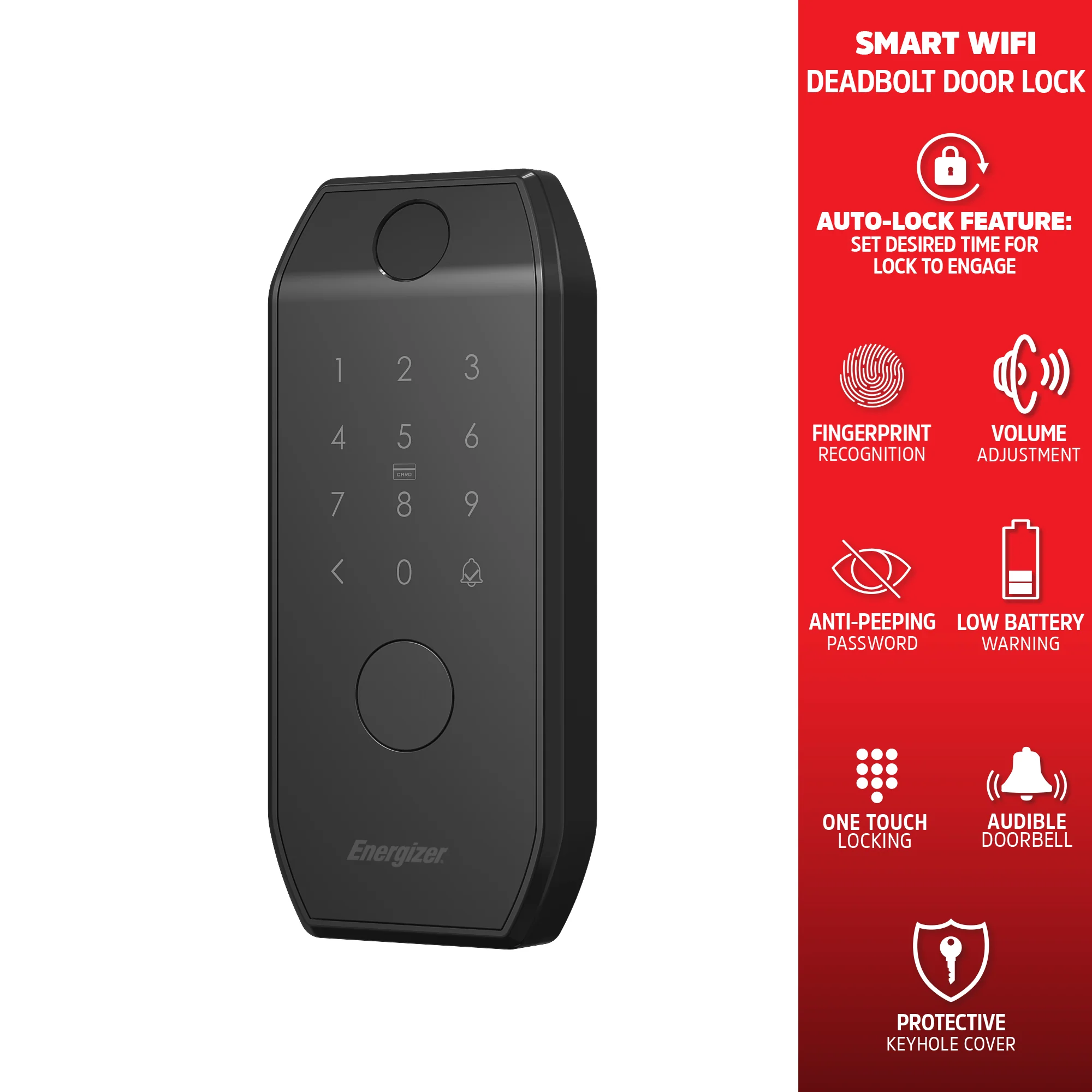 Smart 5 in 1 Deadbolt Door Lock, Fingerprint, Code, Mobile App, Key Fob - Image 3