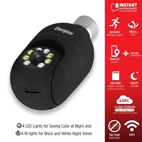 Smart Wifi 1080p Bulb Socket Pan Tilt Camera - Image 3