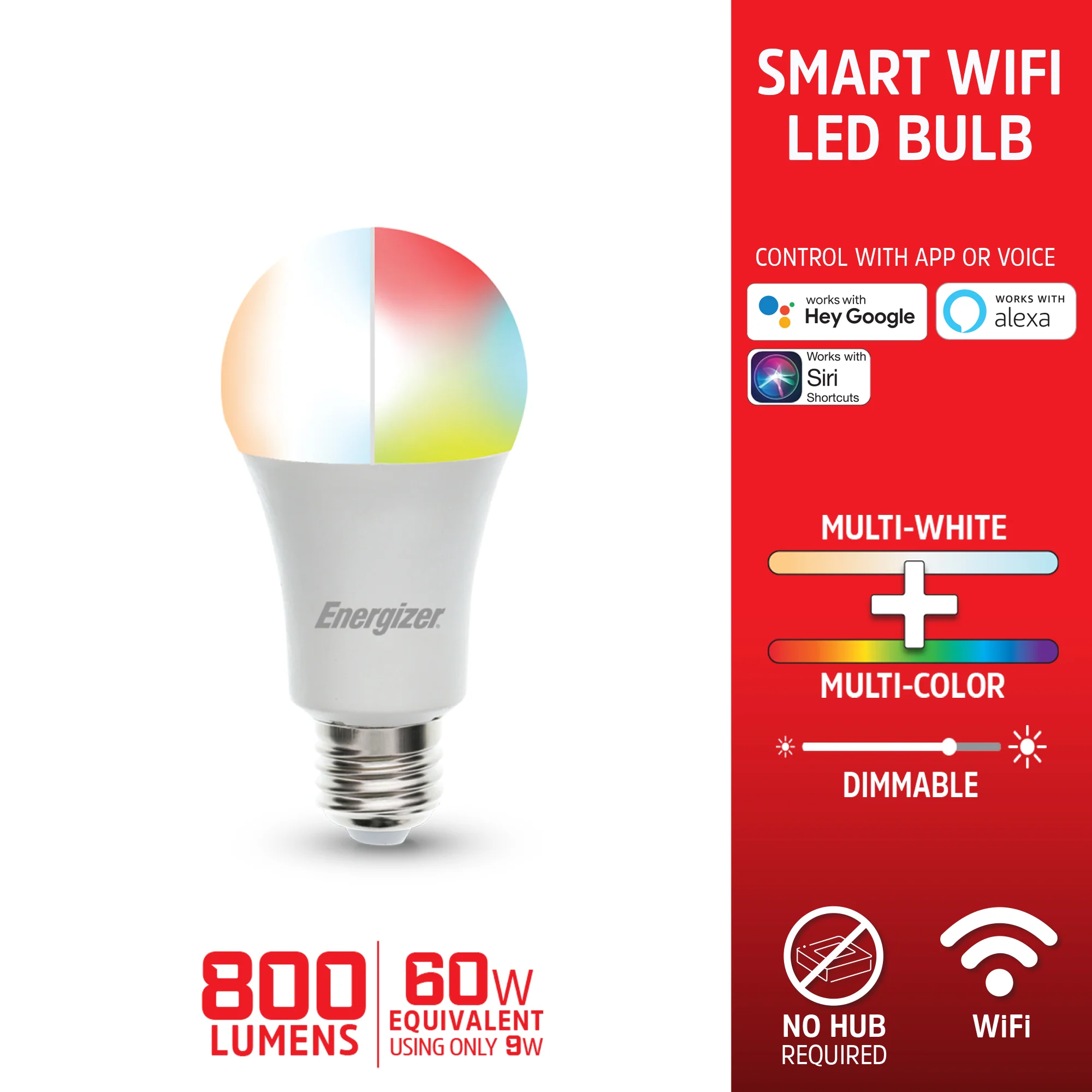 Smart Wifi Multi-Color and Multi-White LED A19/E26 Light Bulb - Image 2